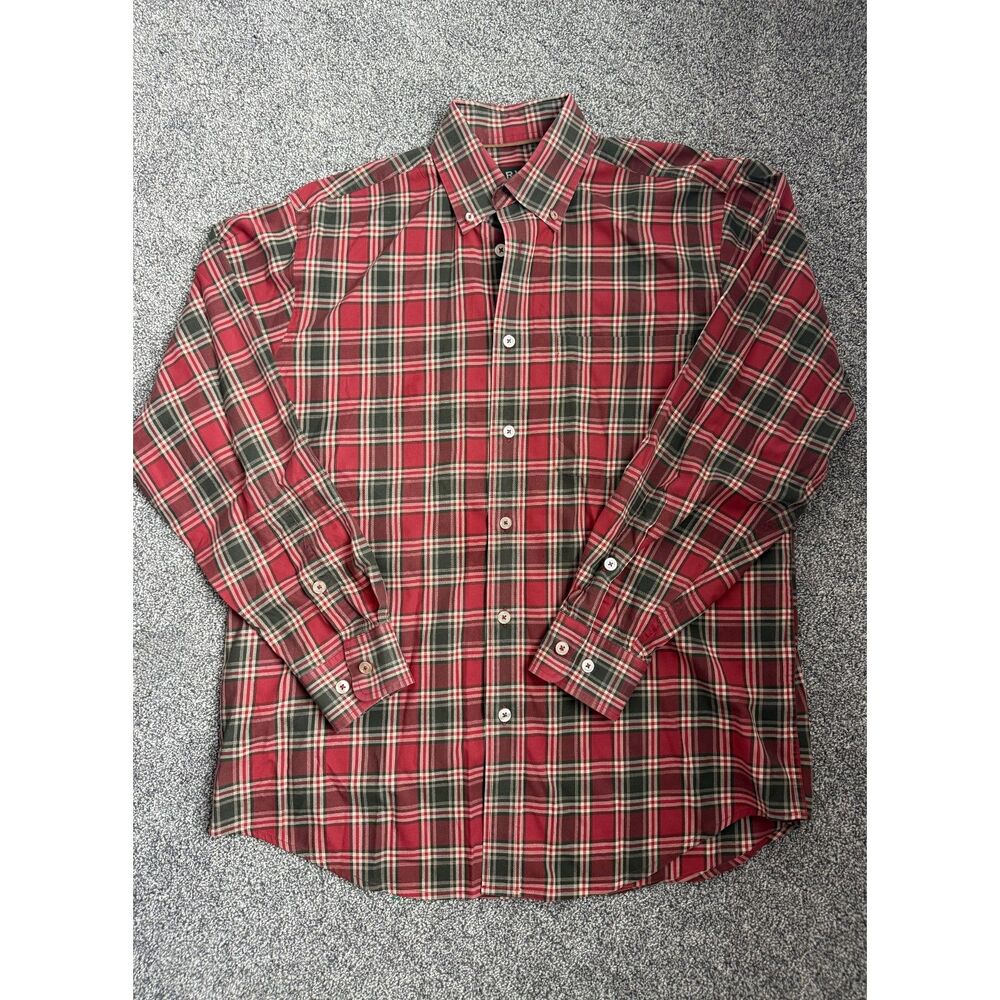 Orvis Mens Button Up Dress Shirt Red and Green